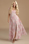 Exclusivity Watercolor Floral Bridesmaid Dresses A Line Square Neck in Chiffon with Cap Sleeved Ruffled and Slits Image961100 - Akaks