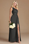 Akaks Gleeful Black Satin Bridesmaid Dresses Image600838