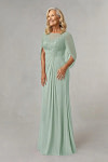 Akaks Abigail A Line Princess Scoop Neck Mother of the Bride Dress Floor Length Lace Capelet Chiffon Dress Image642062