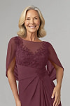 Akaks Abigail Cabernet Mother of the Groom Dresses Plus Size A-Line Floor Length Lace Capelet Chiffon Dress Image152498