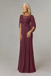 Akaks Abigail Cabernet Mother of the Groom Dresses Plus Size A-Line Floor Length Lace Capelet Chiffon Dress Image285529
