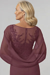 Akaks Abigail Cabernet Mother of the Groom Dresses Plus Size A-Line Floor Length Lace Capelet Chiffon Dress Image777506