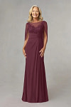 Akaks Abigail Cabernet Mother of the Groom Dresses Plus Size A-Line Floor Length Lace Capelet Chiffon Dress Image861840