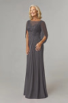 Akaks Abigail Dark Grey Mother of the Bride Dress A-Line Floor Length Lace Capelet Chiffon Dress Image939172
