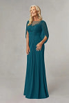 Akaks Abigail Ink Blue Mother of the Bride Dresses A-Line Floor Length Lace Capelet Chiffon Dress Image769637