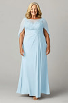 Akaks Abigail Light Blue Mother of the Bride Dress A-Line Floor Length Lace Capelet Chiffon Dress Image859948