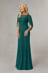 Akaks Abigail Mother of the Bride Peacock Dresses A-Line Floor Length Lace Capelet Chiffon Dress Image870413
