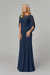 Akaks Abigail Navy Blue Mother of the Bride Dress Plus Size A-Line Floor Length Lace Capelet Chiffon Dress Image248019