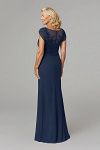 Akaks Abigail Navy Blue Mother of the Bride Dress Plus Size A-Line Floor Length Lace Capelet Chiffon Dress Image900566