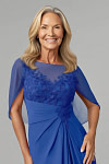 Akaks Abigail Royal Blue Mother Of The Bride Dresses A-Line Floor Length Lace Capelet Chiffon Dress Image163611