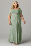 Akaks Abigail Sage Green Mother of the Bride Dress A-Line Floor Length Lace Capelet Chiffon Dress Image671327