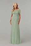 Akaks Abigail Sage Green Mother of the Bride Dress A-Line Floor Length Lace Capelet Chiffon Dress Image679671
