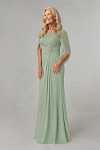 Akaks Abigail Sage Green Mother of the Bride Dress A-Line Floor Length Lace Capelet Chiffon Dress Image837461