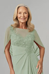 Akaks Abigail Sage Green Mother of the Bride Dress A-Line Floor Length Lace Capelet Chiffon Dress Image879617