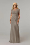 Akaks Abigail Taupe Mother of the Bride Dress Plus Size A-Line Floor Length Lace Capelet Chiffon Dress Image192038