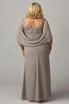Akaks Abigail Taupe Mother of the Bride Dress Plus Size A-Line Floor Length Lace Capelet Chiffon Dress Image691567