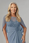 Akaks Abigail Twilight Mother of the Bride Dresses Plus Size A-Line Floor Length Lace Capelet Chiffon Dress Image483259