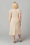 Akaks Adeline Champagne Colored Dresses for Mother of the Bride A-Line V-Neck Tea Length Ruffles Cap Sleeves Pleated Chiffon Dress Image414534