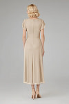 Akaks Adeline Champagne Colored Dresses for Mother of the Bride A-Line V-Neck Tea Length Ruffles Cap Sleeves Pleated Chiffon Dress Image716510