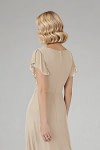 Akaks Adeline Champagne Colored Dresses for Mother of the Bride A-Line V-Neck Tea Length Ruffles Cap Sleeves Pleated Chiffon Dress Image954067