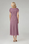 Akaks Adeline Dusty Mauve Mother of the Bride Dress A-Line V-Neck Tea Length Ruffles Cap Sleeves Pleated Chiffon Dress Image342373