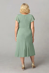 Akaks Adeline Matcha Mother of the Bride Plus Size Dresses A-Line V-Neck Tea Length Ruffles Cap Sleeves Pleated Chiffon Dress Image621355