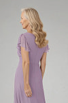 Akaks Adeline Mother of the Bride Dress Wisteria A-Line V-Neck Tea Length Ruffles Cap Sleeves Pleated Chiffon Dress Image841138