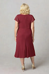 Akaks Adeline Mother of the Bride Dresses Burgundy A-Line V-Neck Tea Length Ruffles Cap Sleeves Pleated Chiffon Dress Image193746