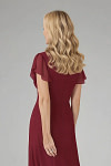 Akaks Adeline Mother of the Bride Dresses Burgundy A-Line V-Neck Tea Length Ruffles Cap Sleeves Pleated Chiffon Dress Image814056