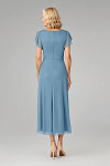 Akaks Adeline Mother of the Bride Dresses Steel Blue A-Line V-Neck Tea Length Ruffles Cap Sleeves Pleated Chiffon Dress Image451970