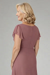 Akaks Adeline Mother of the Bride Plus Size Dresses Desert Rose A-Line V-Neck Tea Length Ruffles Cap Sleeves Pleated Chiffon Dress Image804540