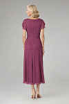 Akaks Adeline Mulberry Plus Size Formal Mother Of The Bride Dresses A-Line V-Neck Tea Length Ruffles Cap Sleeves Pleated Chiffon Dress Image152466