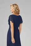 Akaks Adeline Navy Mother of the Bride Dress A-Line V-Neck Tea Length Ruffles Cap Sleeves Pleated Chiffon Dress Image839219