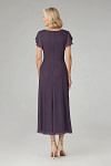 Akaks Adeline Plum Dresses for Mother of the Bride A-Line V-Neck Tea Length Ruffles Cap Sleeves Pleated Chiffon Dress Image412813