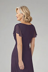 Akaks Adeline Plum Dresses for Mother of the Bride A-Line V-Neck Tea Length Ruffles Cap Sleeves Pleated Chiffon Dress Image626709