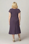 Akaks Adeline Plum Dresses for Mother of the Bride A-Line V-Neck Tea Length Ruffles Cap Sleeves Pleated Chiffon Dress Image935626