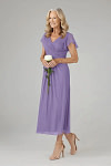 Akaks Adeline Tahiti Mother of the Bride Dresses in Chiffon A-Line V-Neck Tea Length Ruffles Cap Sleeves Pleated Dress Image951731
