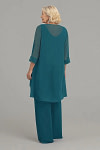 Akaks Adriana Ink Blue Mother of the Groom Plus Size Dresses Pant Suits Scoop Neck Sequins Chiffon Dress Image416410