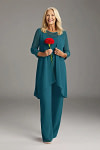 Akaks Adriana Ink Blue Mother of the Groom Plus Size Dresses Pant Suits Scoop Neck Sequins Chiffon Dress Image563481