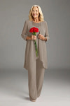 Akaks Adriana Mother of the Bride Taupe Dress Pant Suits Scoop Neck Sequins Chiffon Dress Image775650