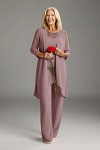 Akaks Adriana Mother of the Groom Dresses Dusty Rose Pant Suits Scoop Neck Sequins Chiffon Dress Image337180