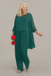 Akaks Adriana Pant Suits Mother of the Bride Peacock Color Dress Scoop Neck Sequins Chiffon Dress Image238452
