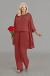 Akaks Adriana Rust Colored Mother of the Bride Dresses Pant Suits Scoop Neck Sequins Chiffon Dress Image251705