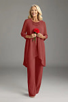 Akaks Adriana Rust Colored Mother of the Bride Dresses Pant Suits Scoop Neck Sequins Chiffon Dress Image489227