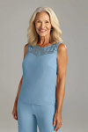 Akaks Adriana Steel Blue Mother of the Groom Dresses Pant Suits Scoop Neck Sequins Chiffon Dress Image365330
