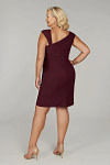 Akaks Agatha Cabernet Mother of the Bride Dresses Sheath ​Asymmetrical Cap Sleeves Knee Length Stretch Crepe Dress Image740358