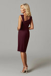 Akaks Agatha Cabernet Mother of the Bride Dresses Sheath ​Asymmetrical Cap Sleeves Knee Length Stretch Crepe Dress Image810182