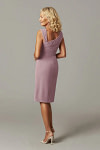 Akaks Agatha Dusty Rose Mother of the Bride Dress Sheath ​Asymmetrical Cap Sleeves Knee Length Stretch Crepe Dress Image330438