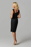 Akaks Agatha Mother of the Bride Black Dresses Sheath Asymmetrical Cap Sleeves Knee Length Stretch Crepe Dress Image493588