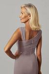 Akaks Agatha Mother of the Bride Mauve Dresses Sheath ​Asymmetrical Cap Sleeves Knee Length Stretch Crepe Dress Image878694